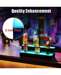 homfan Led Illuminated Acrylic Liquor Bottle Shelf, Remote and App Controlled Multi-power Display Rack for Home Bar Ktv Club