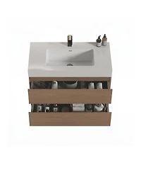 Sillysis Floating Bathroom Vanity with Double Storage Drawers, Soft Close Glides, Handle-Free Modern Design, Pre-assembled