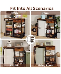 homfan 45-Inch Coffee Bar Cabinet with Mini Fridge Space Microwave Shelf Power Outlets Beverage Wine Storage Station Kitchen Pantry Organizer