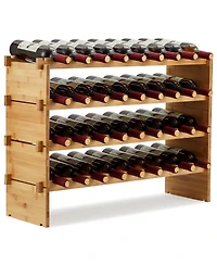 homfan 33"W Material Wine Rack with 4-Tier Shelves Holds 36 Bottles. Countertop Wine Storage for Kitchen Dining Room Bar