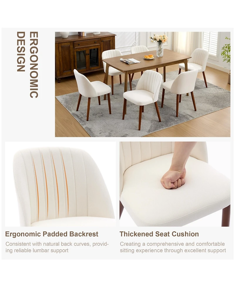 homfan Set of 2 Modern Upholstered Wooden Dining Chairs - Fabric Padded Seat, Comfortable Contemporary Side Chairs