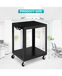 homfan 2 Tier Bar Cart, 19 Inch Heavy Duty Rolling Utility Cart with Adjustable Shelves and Locking Wheels for Kitchen or Pantry