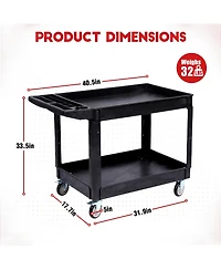 homfan Rolling Bar Cart, Heavy Duty Utility Cart with 2 Shelves and Locking Wheels for Kitchen or Pantry