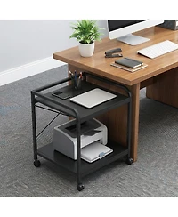 homfan 2 Tier Bar Cart, 20 Inch Rolling Utility Cart with Adjustable Shelf and Locking Wheels for Kitchen or Pantry