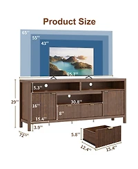 gaomon Modern Fluted Tv Stand for 65/75 inches TVs with 2 Cabinet Storage for Living Room