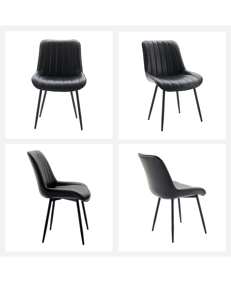 homfan Set of 2 Dining Chairs, Faux Leather Upholstered Chairs with Metal Legs for Room or Kitchen