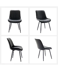 homfan Set of 2 Dining Chairs, Faux Leather Upholstered Chairs with Metal Legs for Room or Kitchen