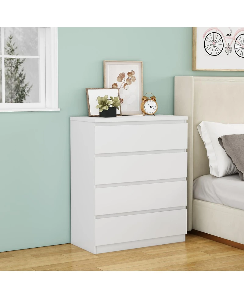 Streamdale Furniture Modern 4-Drawer Storage Dresser 31.5'' Handle-Free Closet Chest