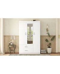 Streamdale Furniture 3-Door Wardrobe with Full-Length Mirror and Lockable Drawer