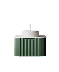 Sillysis Wall-Mounted Bathroom Vanity with Ceramic Sink, Sintered Stone Top, Soft Close Drawer
