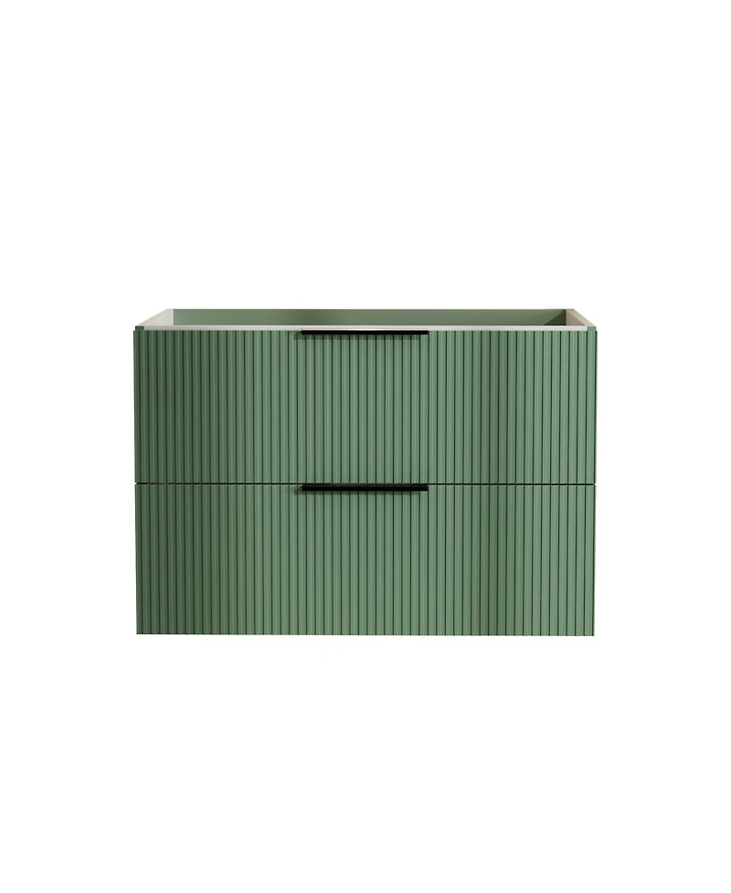 Sillysis 30" Wall Mounted Bathroom Vanity with Ribbed Drawers, U-Shaped Organizer, Waterproof Mdf Cabinet for Small Spaces