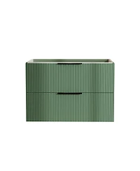 Sillysis 30" Wall Mounted Bathroom Vanity with Ribbed Drawers, U-Shaped Organizer, Waterproof Mdf Cabinet for Small Spaces