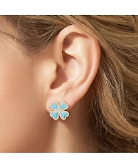 The Lovery Turquoise Cz Lucky Clover Stud Earrings 14K Gold-Plated Sterling Silver