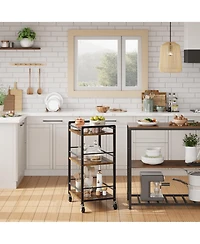 homfan Rolling Kitchen Cart 3-Layer Small Bar Cart with 360 Degree Swivel Wheels and Brakes, Coffee Drink Cart for Home or Party
