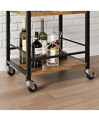 homfan Rolling Kitchen Cart 3-Layer Small Bar Cart with 360 Degree Swivel Wheels and Brakes, Coffee Drink Cart for Home or Party