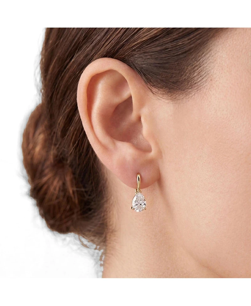 The Lovery Cz Pear Bar Drop Earrings 14K Gold-Plated Sterling Silver