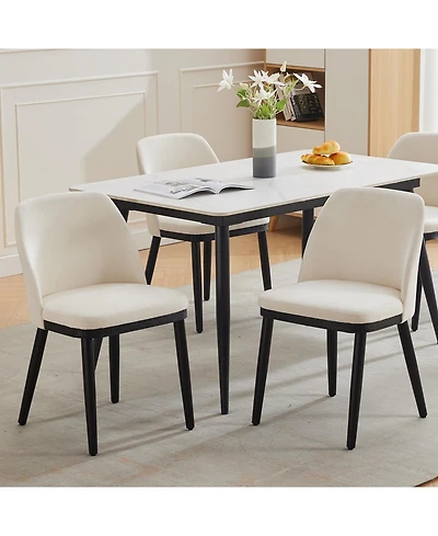 homfan Set of 2 Dining Chairs, Linen Upholstered Chairs with Ergonomic Backrest for Kitchen or Room