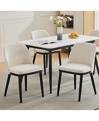 homfan Set of 2 Dining Chairs, Linen Upholstered Chairs with Ergonomic Backrest for Kitchen or Room
