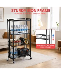 homfan 3 Tier Bar Cart, 20 Inch Rolling Utility Cart with Locking Casters for Kitchen or Pantry