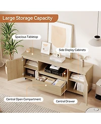 homfan 63in Tv Stand for Tvs Up to 70", Fluted Entertainment Center with Storage Drawer and Open Shelves, Modern TV Console Media Cabinet