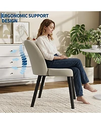 homfan Set of 2 Velvet Upholstered Dining Chairs, Kitchen Chairs with Metal Legs and High Back for Room or Living