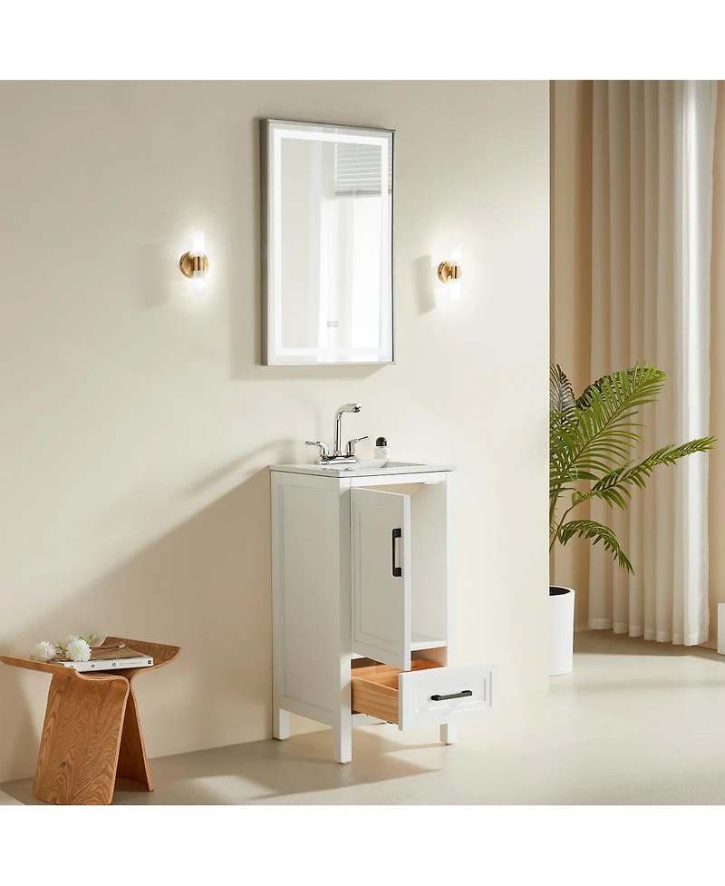 Sillysis Modern Bathroom Vanity with Ceramic Sink, Fully Assembled Cabinet, Soft Close Doors, Two Handle Options