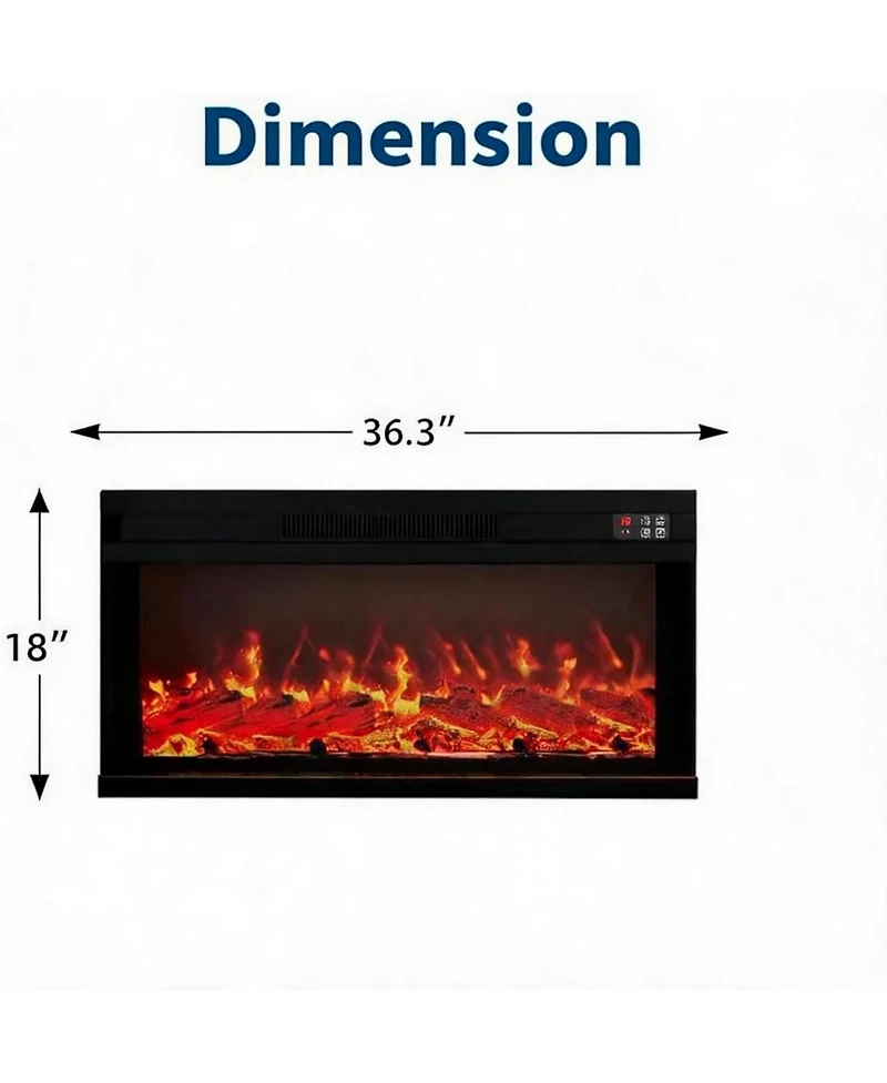 gaomon 36" Electric Fireplace with Remote, Fireplace Insert for 67" Tv Stand Fits TVs Up to 75", Overheating Protection, 8H Timer