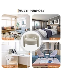 homfan Chenille Barrel Accent Chairs Set of 2, Modern Mid-Century Upholstered Armchairs with Open Back, Large Seating for Living Room, Apartment