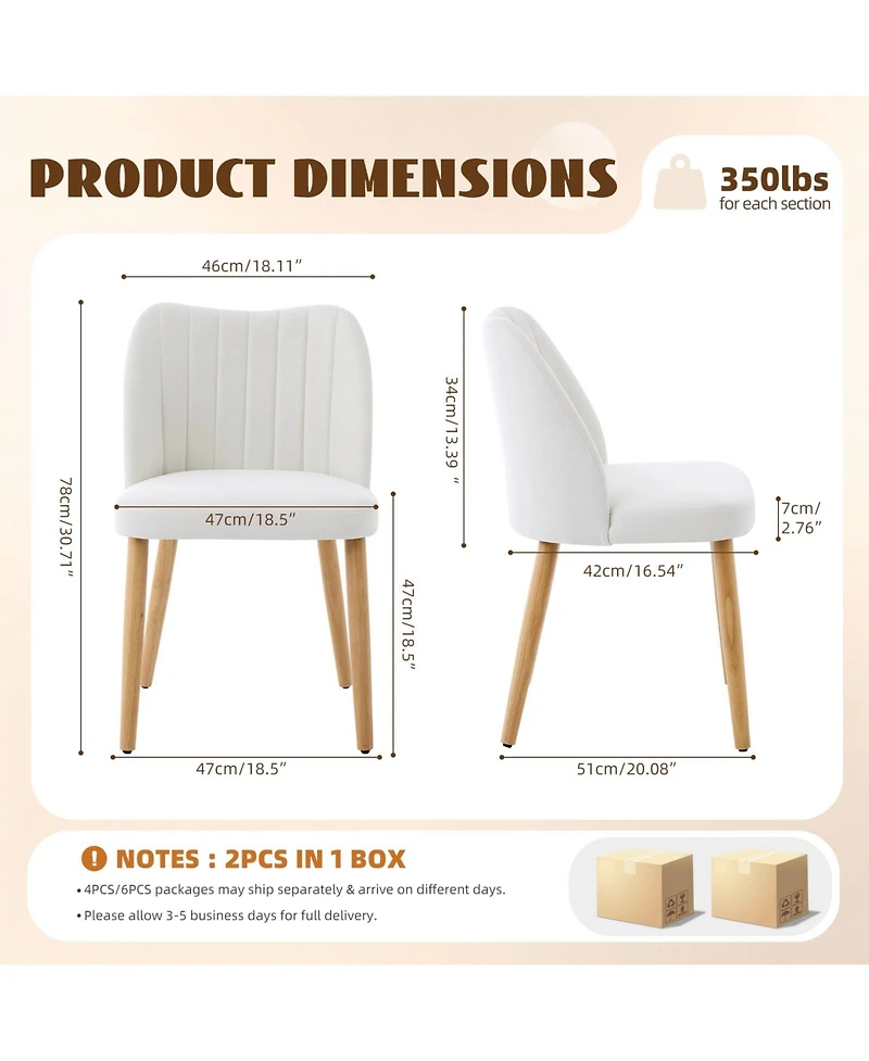 homfan Set of 2 Wooden Dining Chairs - Upholstered Modern Fabric Kitchen with Back for Kitchen, Living Room, or Restaurant