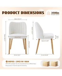 homfan Set of 2 Wooden Dining Chairs - Upholstered Modern Fabric Kitchen with Back for Kitchen, Living Room, or Restaurant