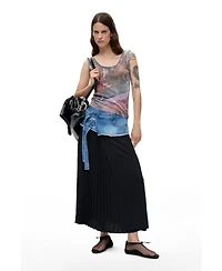 Desigual Women's Long pleated denim skirt