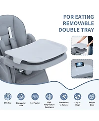 homfan Dining Chairs for Babies and Toddlers, Baby High Chair with Adjustable Height and 3-Position Removable Tray, Easy Clean Pu Cushion