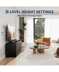 homfan Modern Tv Stand Dresser with Adjustable Mount for 32-80 Inch TVs, 6 Drawer Storage Cabinet, Media Console Table, Bedroom