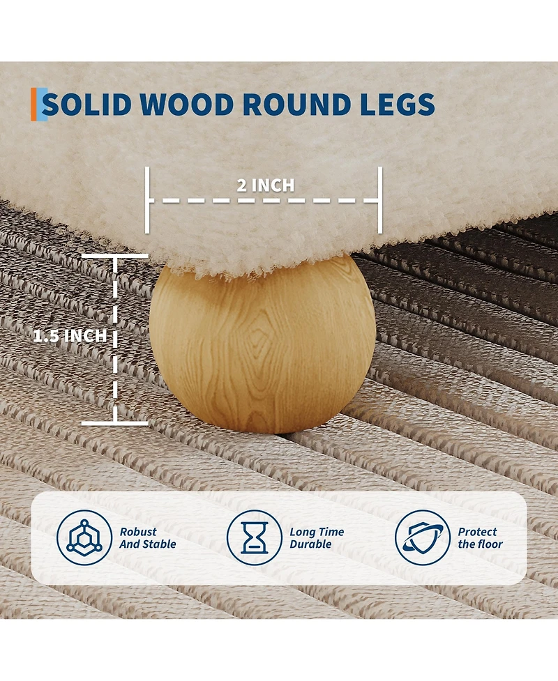 homfan Minimalist Queen Cloud Frame Corduroy Upholstered, Low Platform, Round Wood Legs, No Headboard, No Box Spring Needed, Quiet and Easy Assembly