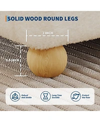 homfan Minimalist Queen Cloud Frame Corduroy Upholstered, Low Platform, Round Wood Legs, No Headboard, No Box Spring Needed, Quiet and Easy Assembly