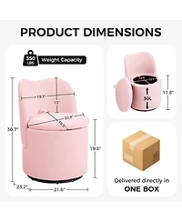 homfan 360degree(s)Swivel Vanity Chair Dining Chairs, Pink Velvet Storage Stool with Back and Sherpa Fabric for Bedroom or Living Room Bedroom