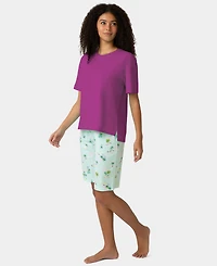 Hue Women's Short-Sleeve Cotton Candied Boxy Pajamas Top