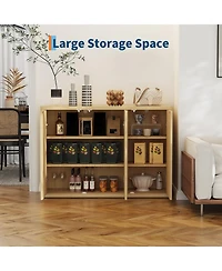 homfan 46.7 Inch Buffet Cabinet with 3 Fluted Doors, Adjustable Shelf, Media Console Table Credenza Sideboard and Coffee Bar Cabinet