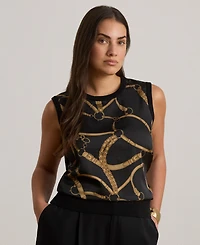 Lauren Ralph Women's Belting Print Sleeveless Sweater