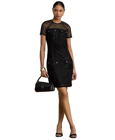 Lauren Ralph Women's Mesh Short-Sleeve Shift Dress