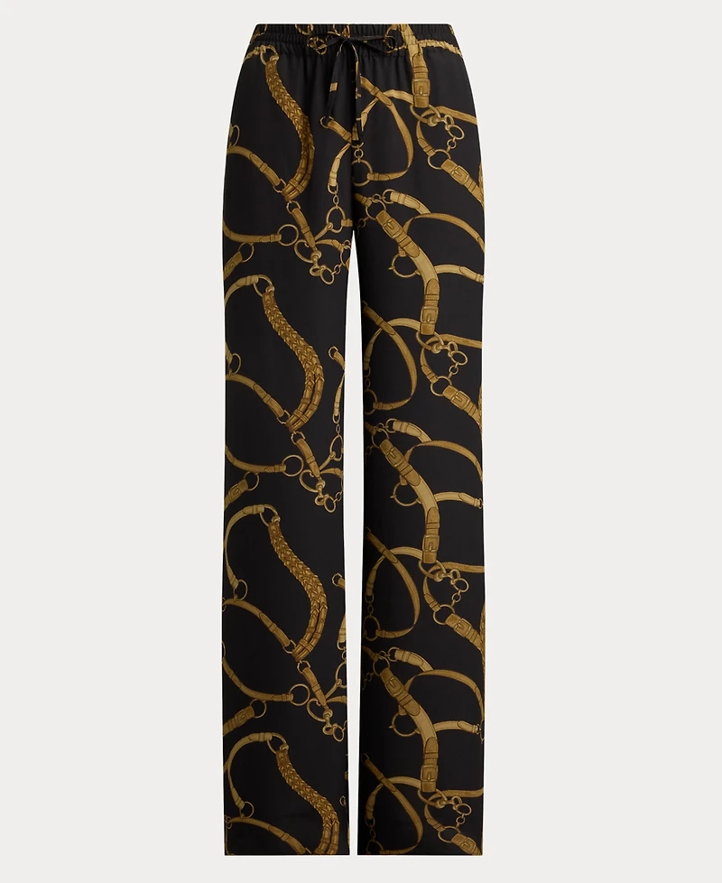 Lauren Ralph Lauren Women's Belting-Print Wide-Leg Pants