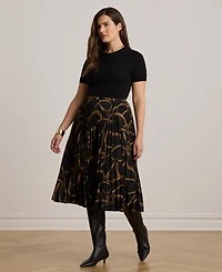 Lauren Ralph Women's Belting Print Pleated Skirt