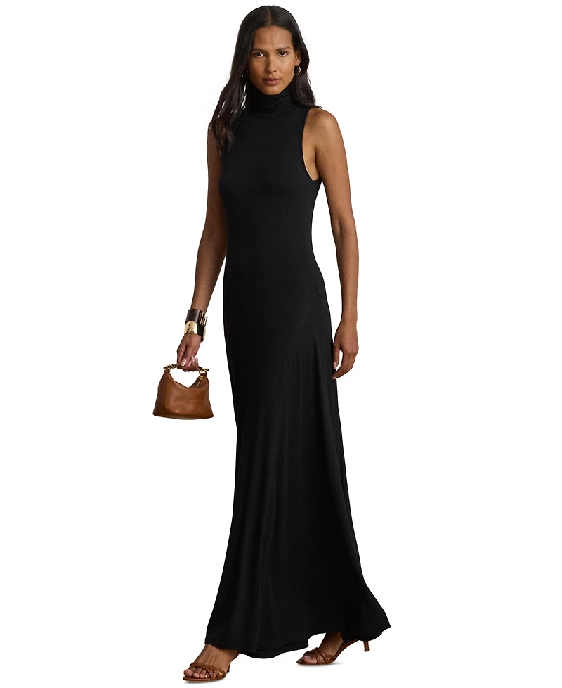 Lauren Ralph Women's Sleeveless Turtleneck Maxi Dress