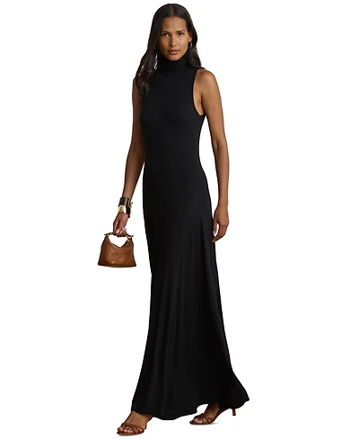 Lauren Ralph Women's Sleeveless Turtleneck Maxi Dress