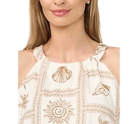 CeCe Women's Crewneck Bubble Hem Sleeveless Blouse