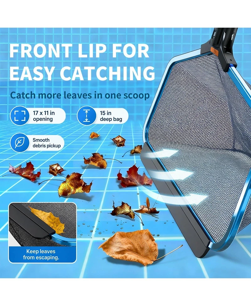Xdovet Pool Skimmer 2 Nets Aluminum Frame Leaf Rake