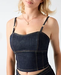 Guess Women's Zelda Denim Cropped Bustier Top