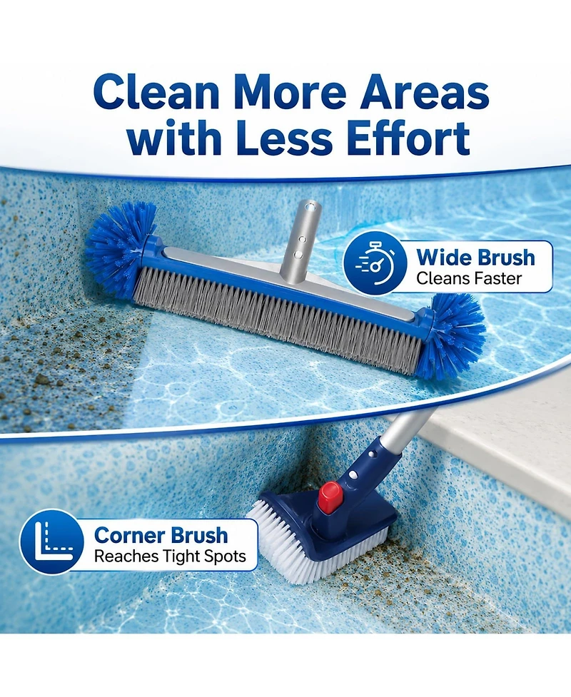 Xdovet Pool Skimmer Net Rake Brush Set 4Pieces