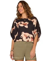 Democracy Petite Floral Print Pull-On Top