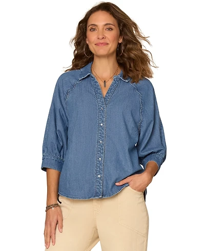 Democracy Petite Collared Button Down Shirt